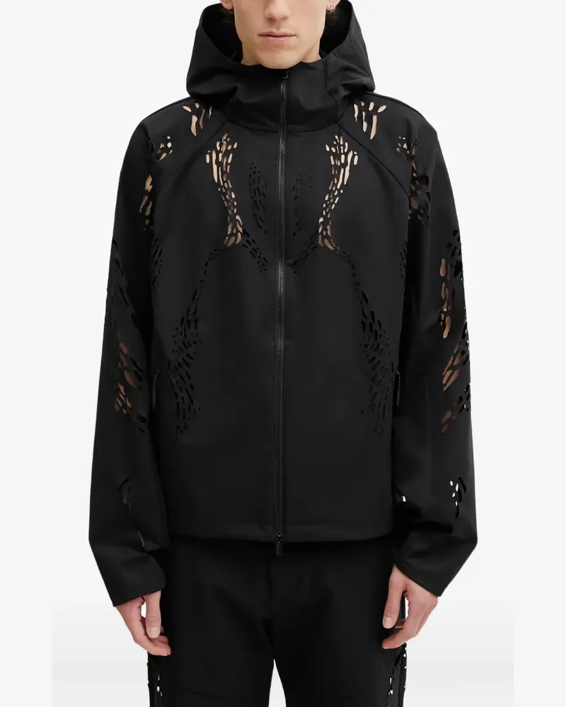 Heliot Emil Roan Kapuzenjacke mit Laser-Cuts - Schwarz Schwarz