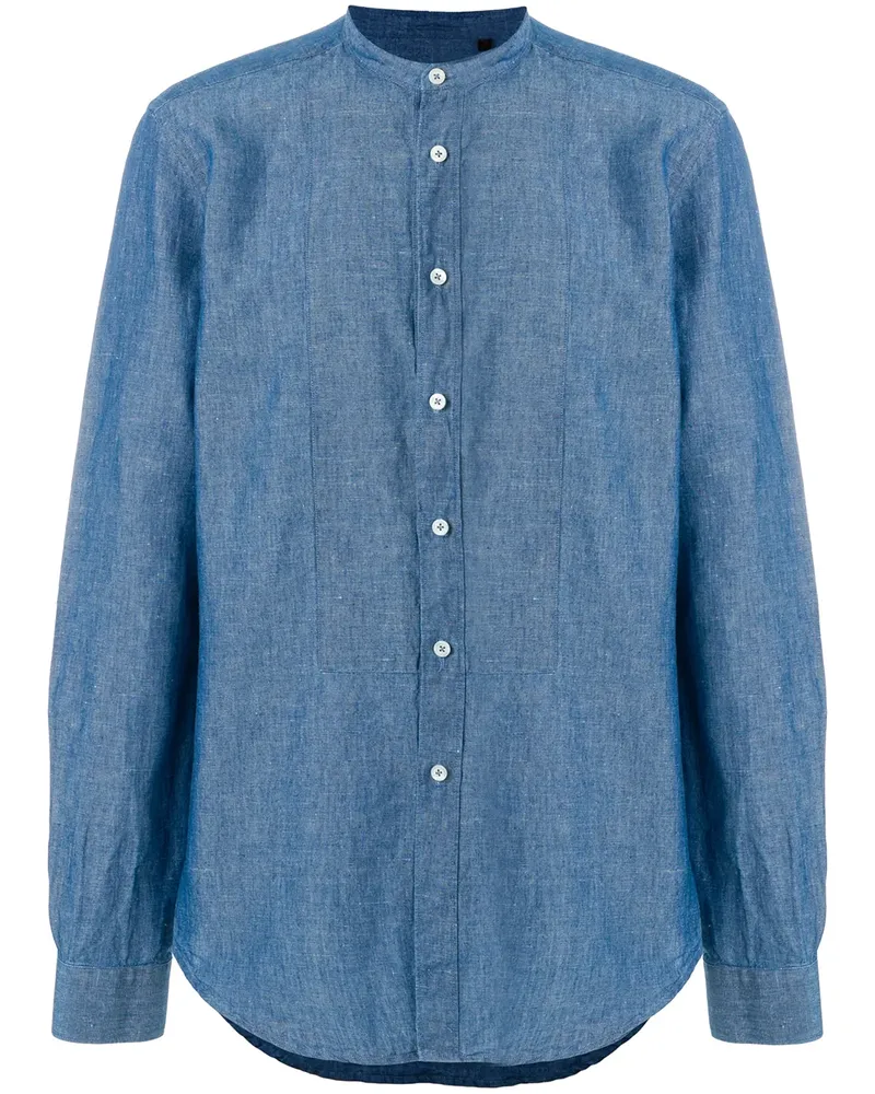 Dell'oglio Hemd ohne Kragen - Blau Blau