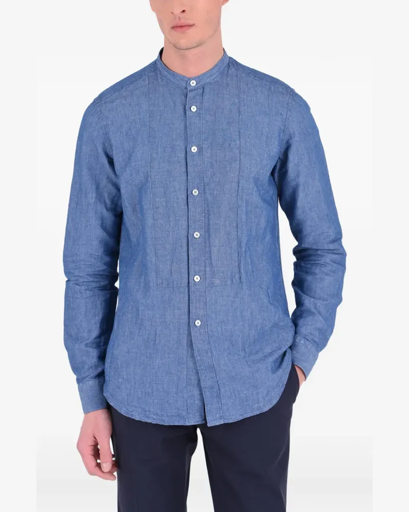 Dell'oglio Hemd ohne Kragen - Blau Blau