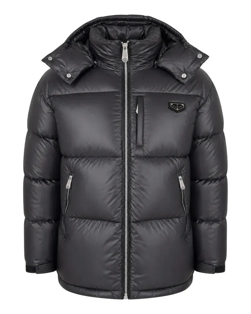 Philipp Plein Wattierte Jacke aus glänzendem Nylon - Schwarz Schwarz