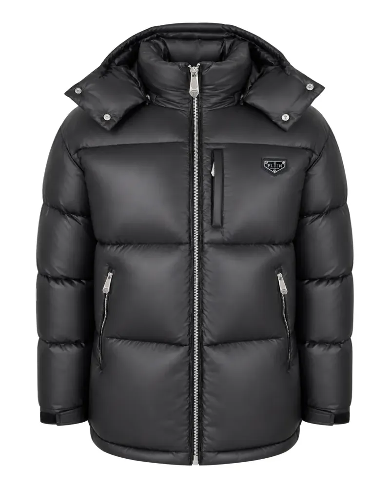Philipp Plein Wattierte Jacke aus glänzendem Nylon - Schwarz Schwarz