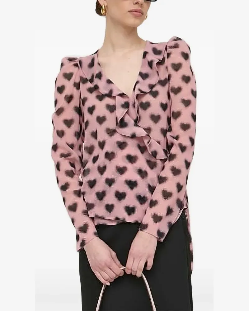 Silvian Heach Bluse mit Herz-Print - Rosa Rosa