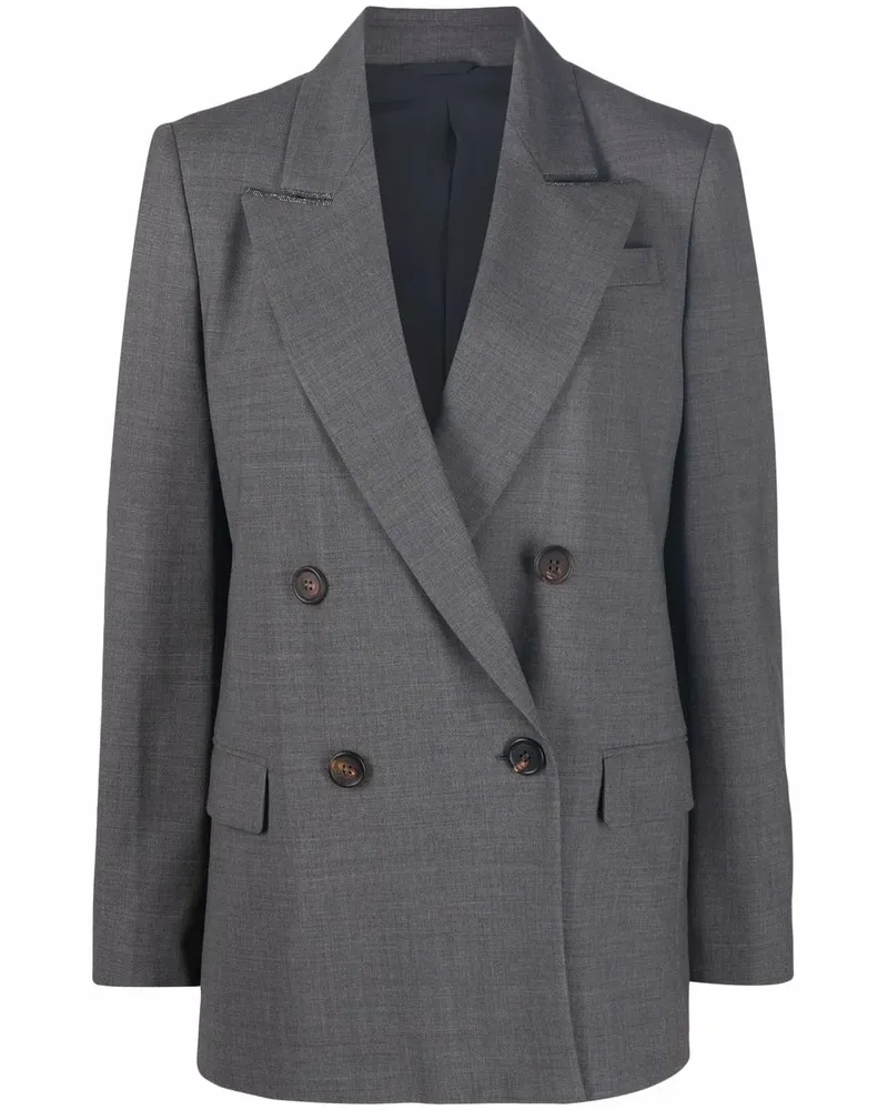 Brunello Cucinelli Doppelreihiger Blazer - Grau Grau