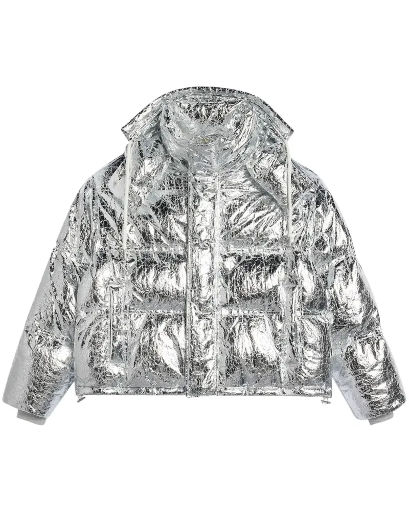 AMI Paris Ami De Coeur Jacke mit metallischem Finish - Silber Silber