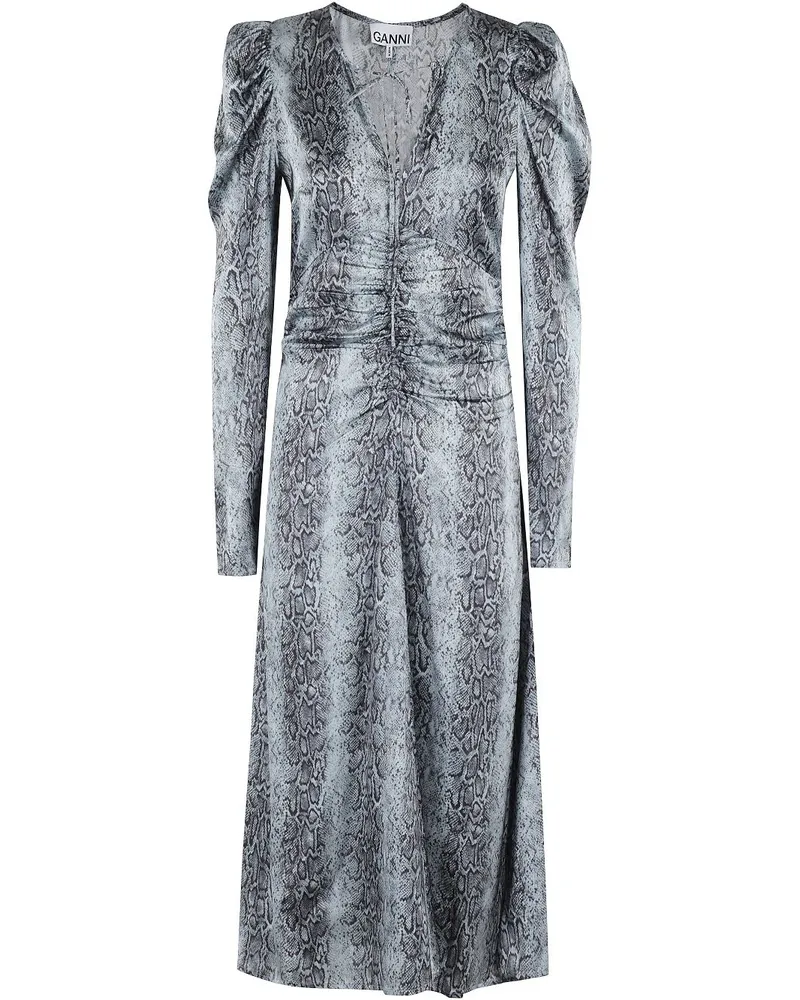 Ganni Kleid mit Python-Print - Blau Blau