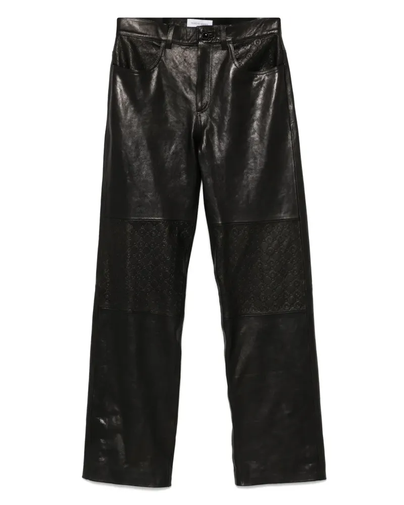 Marine Serre Lederhose mit Monogramm-Prägung - Schwarz Schwarz