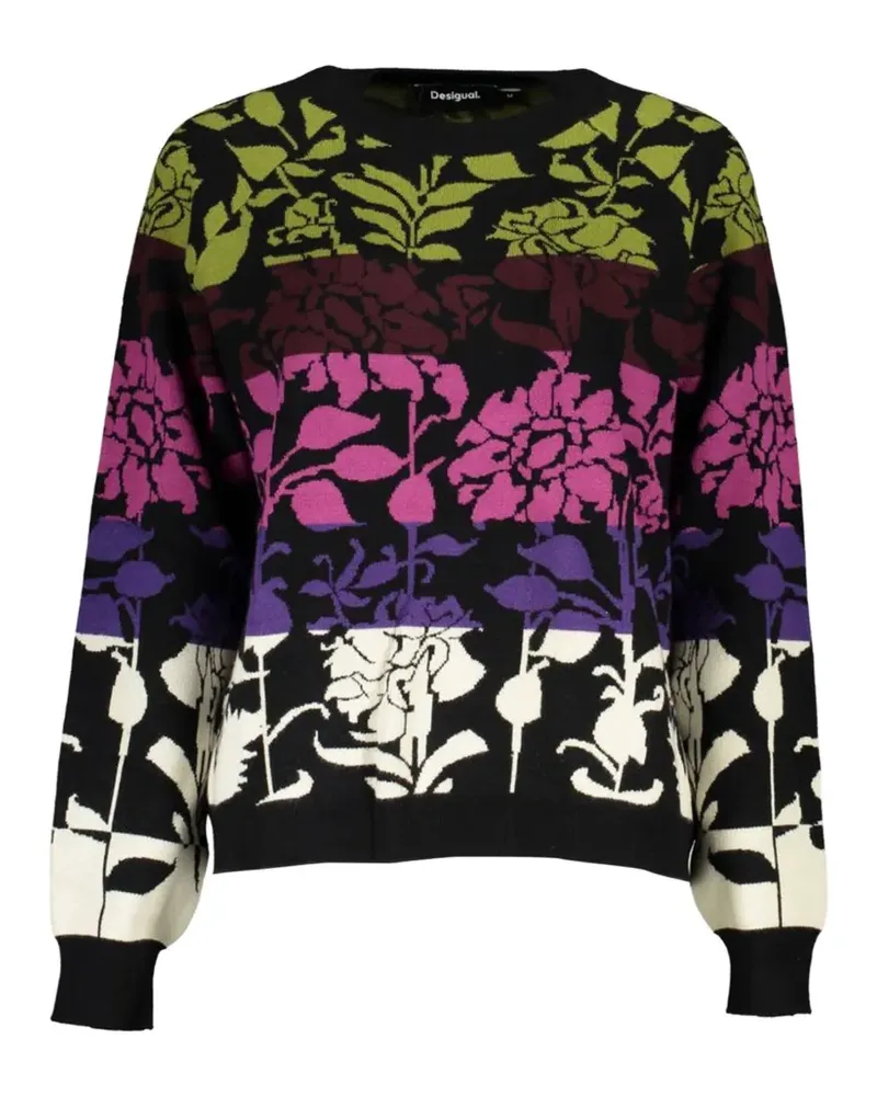 Desigual floral-intarsia long-sleeve sweater - Schwarz Schwarz