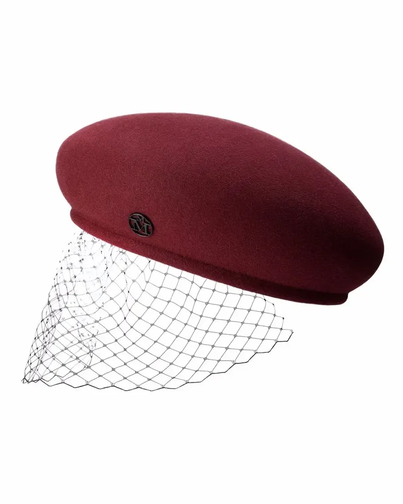 Maison Michel New Bonnie Veil Baskenmütze - Rot Rot