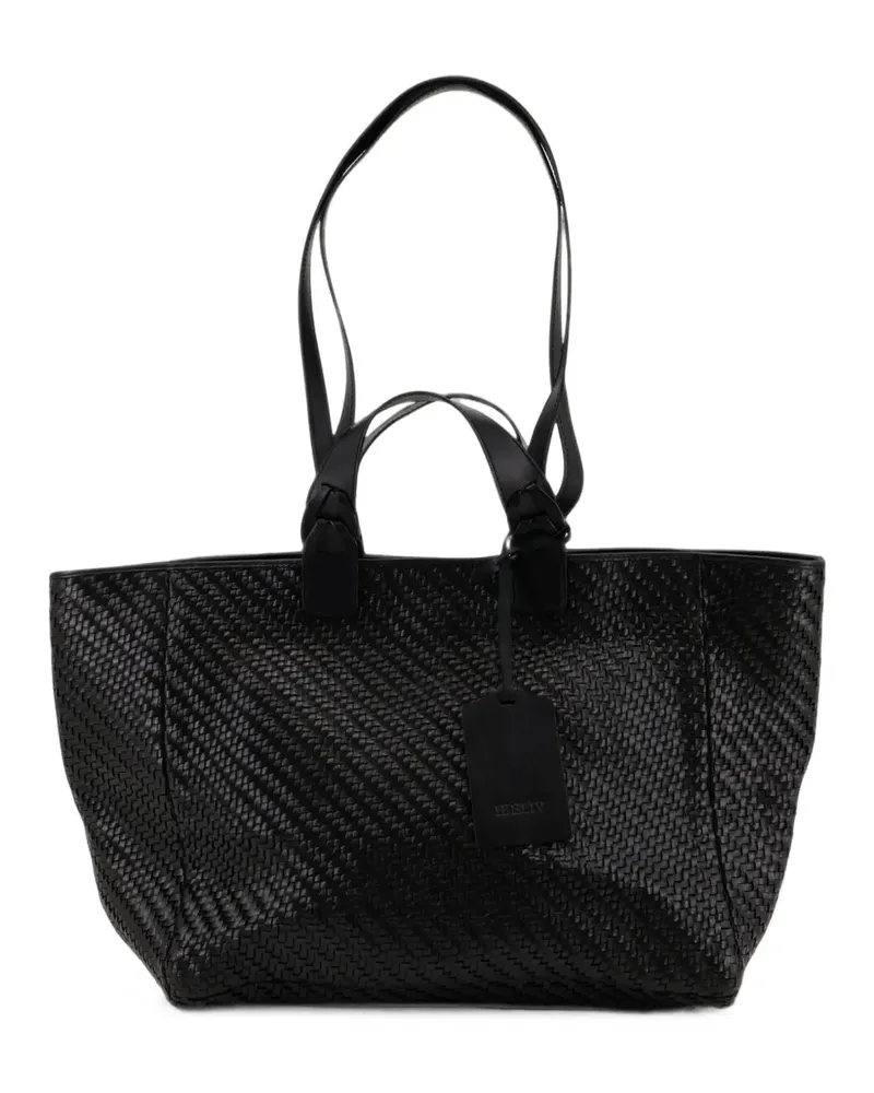 IBELIV Mittelgroße Elmio Schultertasche mit Webmuster - Schwarz Schwarz