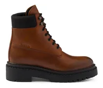 Stiefeletten aus Leder und Re-Nylon - Braun