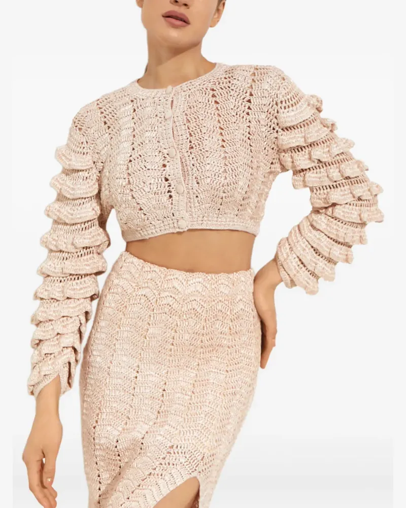 LoveShackFancy Junice ruffled cardigan - Nude Nude