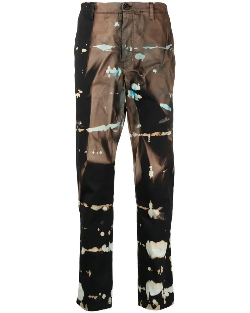 Stain Shade Gerade Hose mit Batikmuster - Schwarz Schwarz