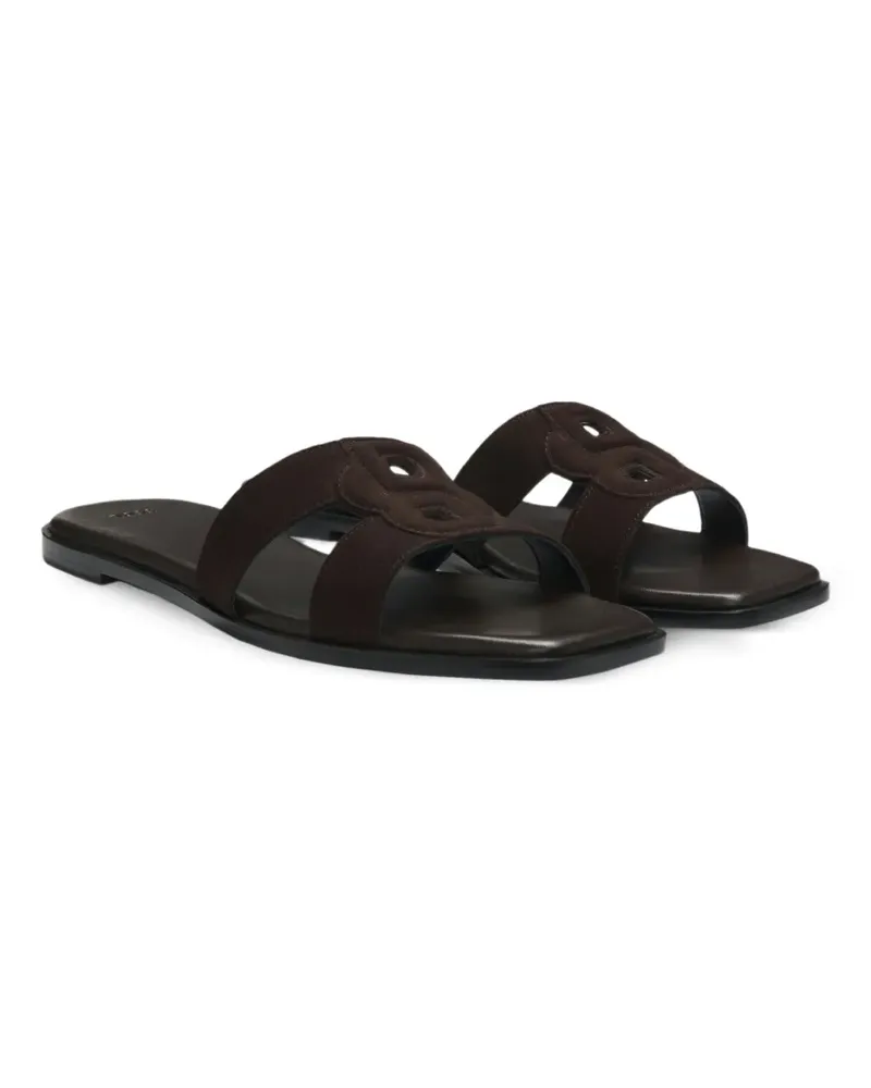 HUGO BOSS logo-patch suede sandals - Braun Braun
