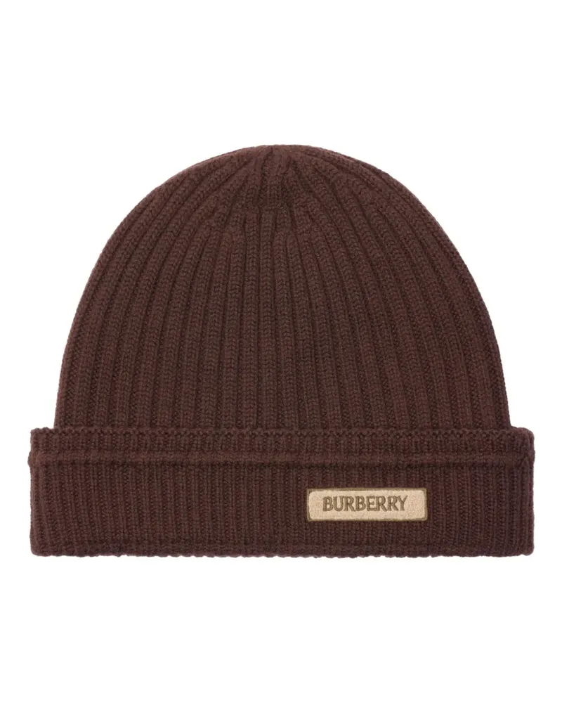 Burberry logo-plaque wool beanie - Braun Braun