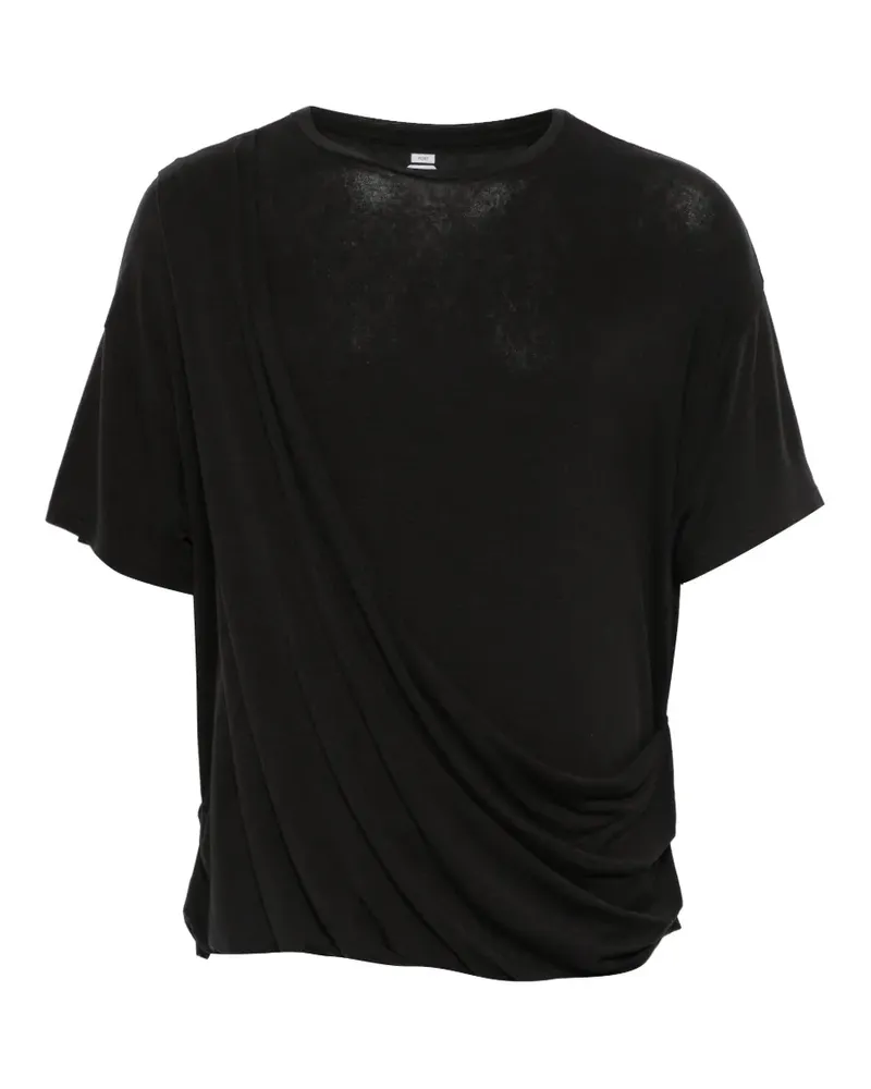 Post Archive Faction Drapiertes T-Shirt - Schwarz Schwarz