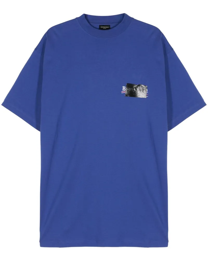 Balenciaga T-Shirt mit Gaffer-Political-Campaign-Print - Blau Blau