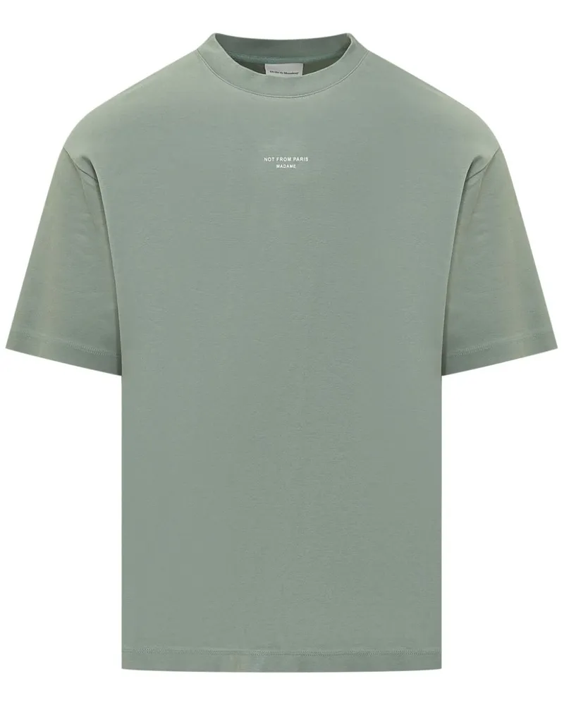 Drôle de Monsieur T-Shirt mit Slogan-Print - Grün Grün