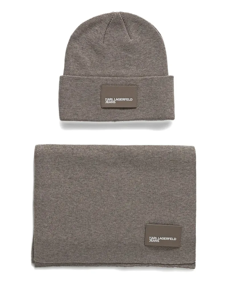 Karl Lagerfeld Gestrickter Schal mit Logo-Schild - Braun Braun