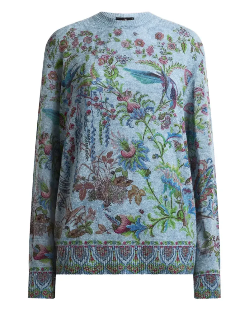 Etro Pullover mit Flora Fauna-Motiv - Blau Blau