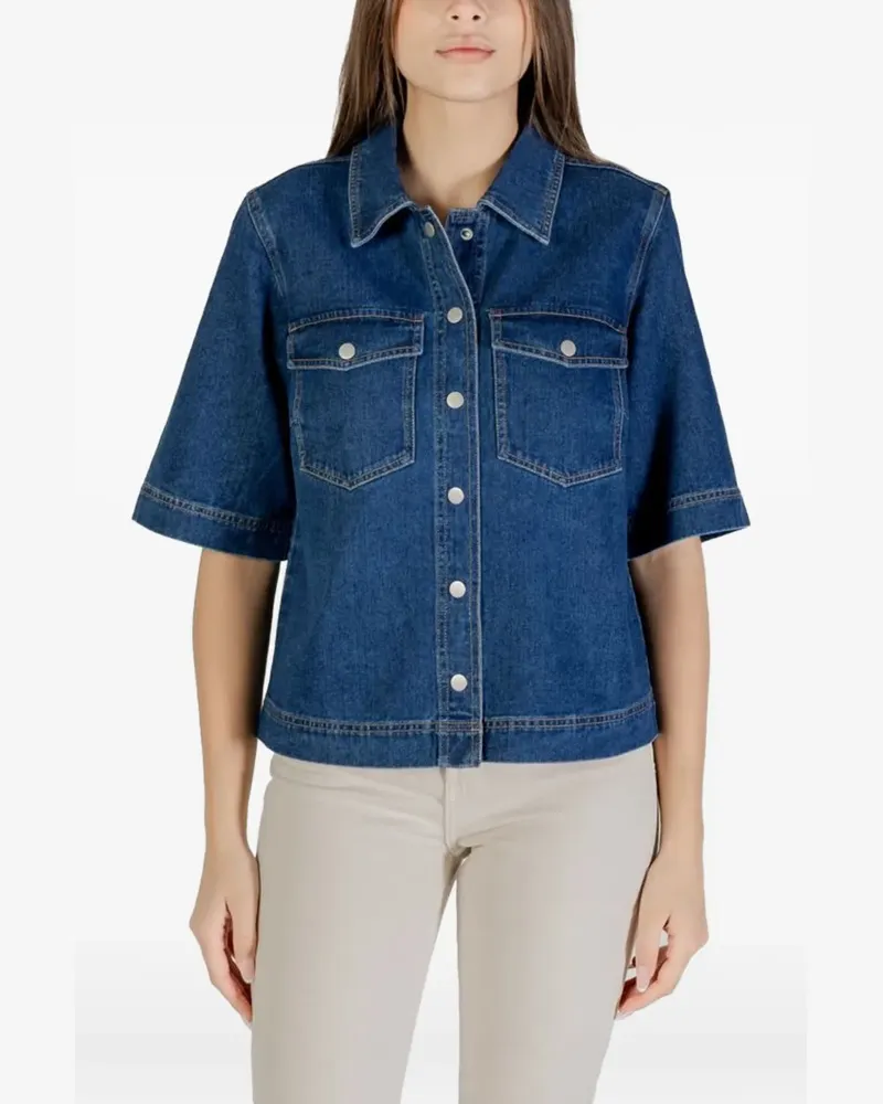 only Kurzärmeliges Jeanshemd - Blau Blau