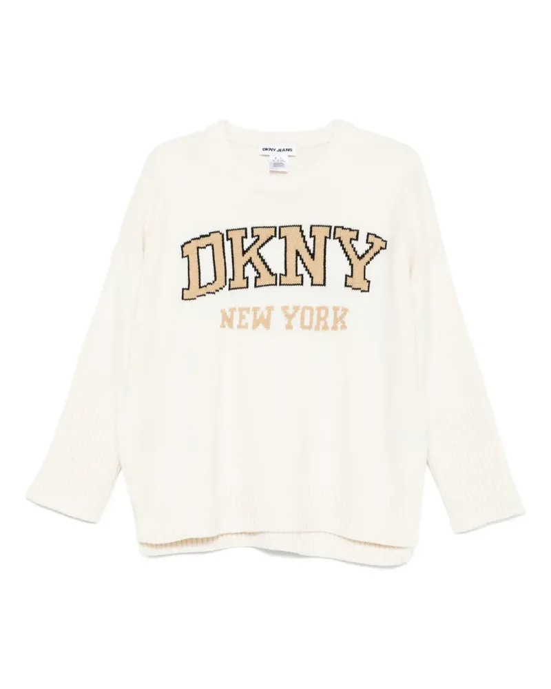 DKNY Intarsien-Pullover mit College-Logo - Weiß Weiß