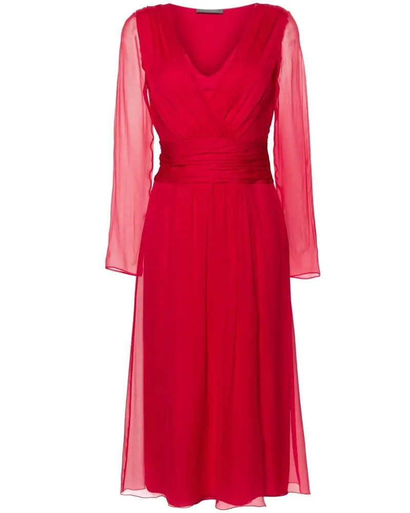 Alberta Ferretti Gewickeltes Seidenkleid in A-Linie - Rot Rot
