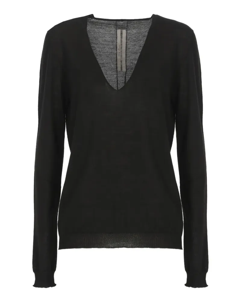Rick Owens Temple V-neck long-sleeve sweater - Schwarz Schwarz