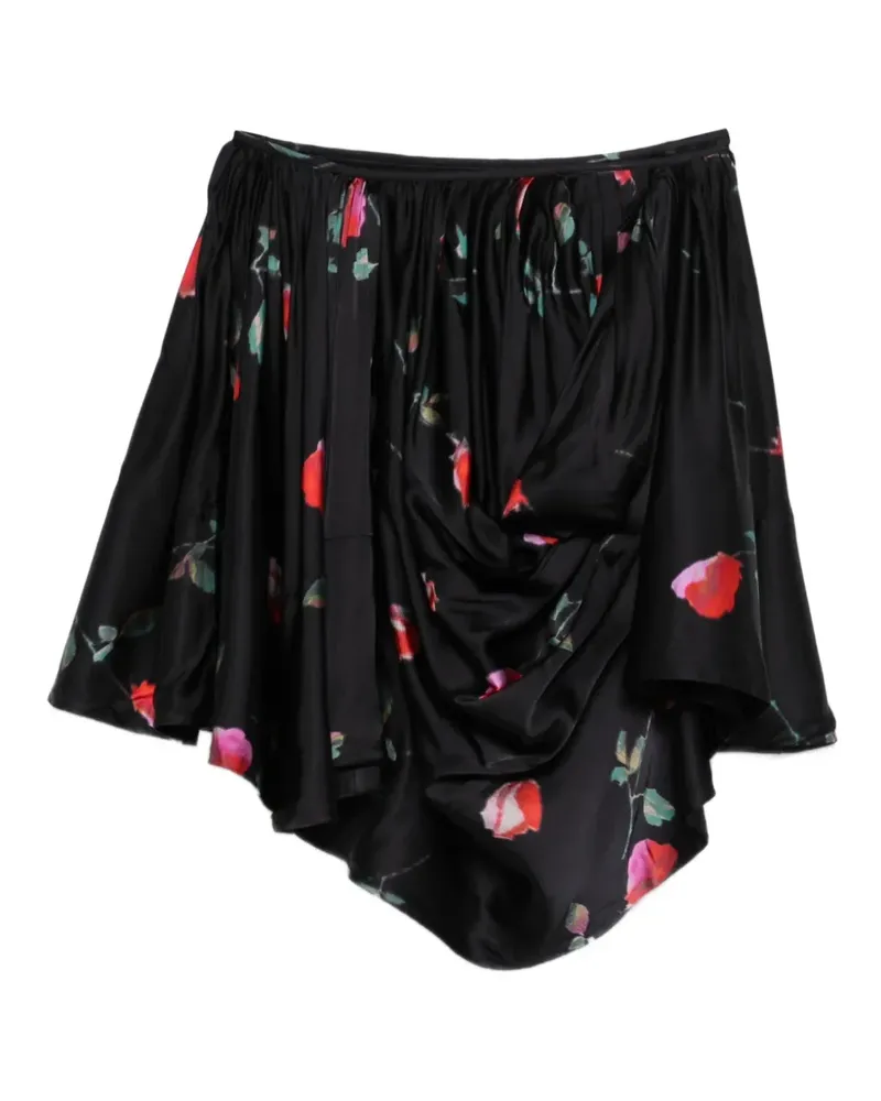 Ganni printed draped mini skirt - Schwarz Schwarz