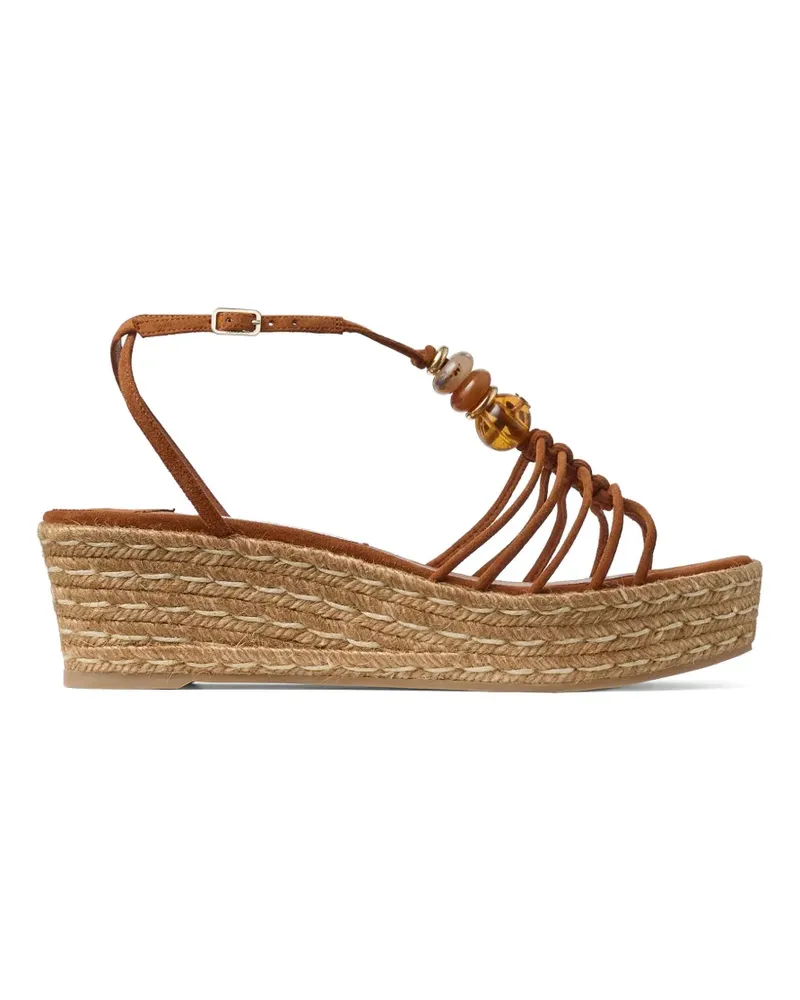 Jimmy Choo 55mm Lemi bead-embellished wedge sandals - Braun Braun