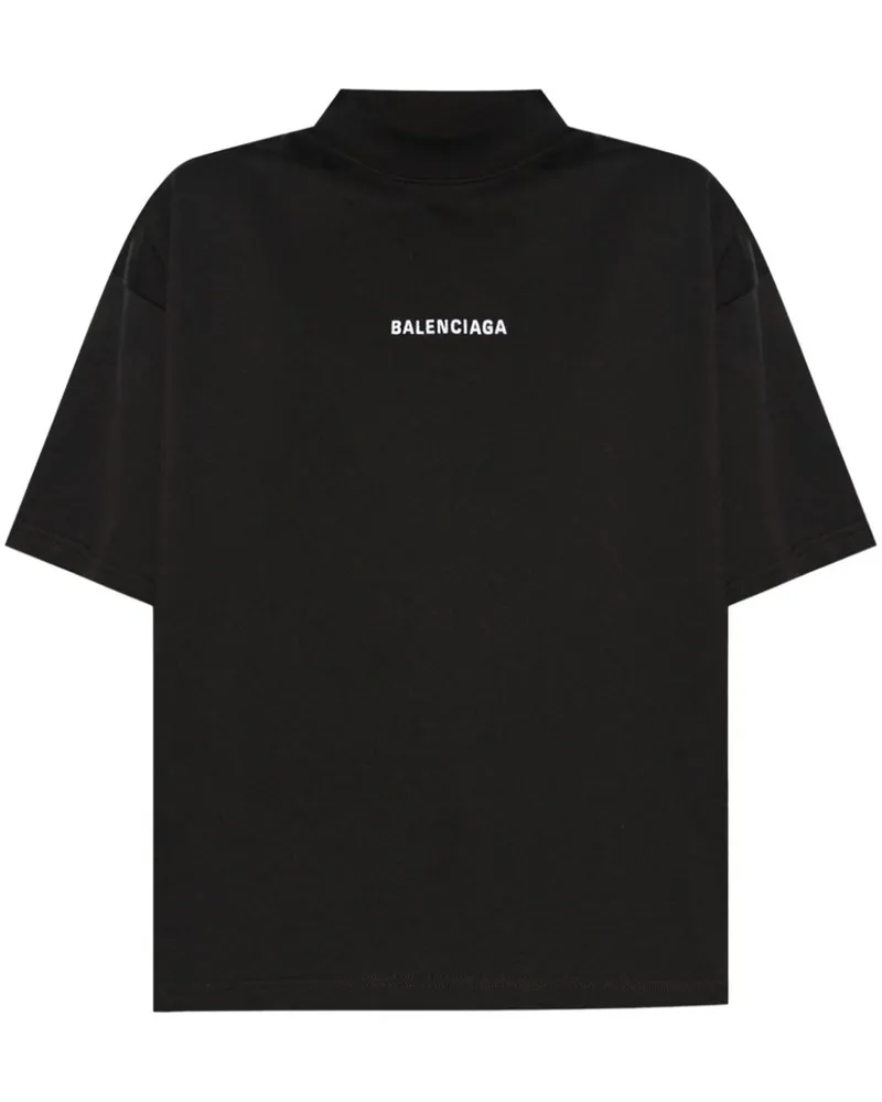 Balenciaga T-Shirt mit Logo-Stickerei - Schwarz Schwarz