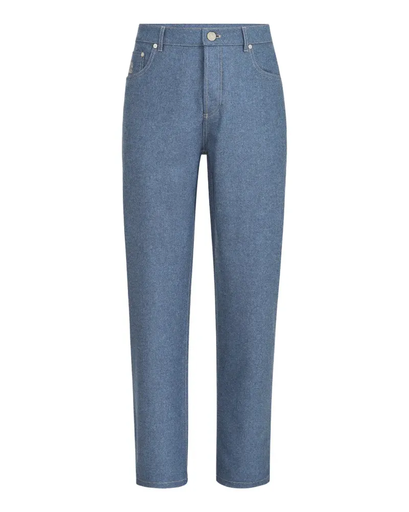 Brunello Cucinelli virgin wool flannel five-pocket trousers - Blau Blau