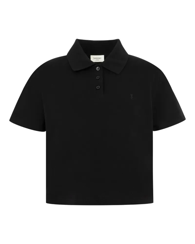 Saint Laurent Cropped-Oberteil mit Logo - Schwarz Schwarz