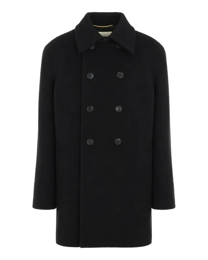 Saint Laurent double-breasted reinforced-shoulder coat - Schwarz Schwarz