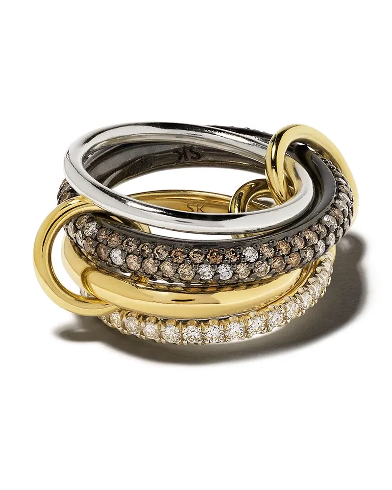 Spinelli Kilcollin 18kt 'Vega CCW' Gold- und Sterlingsilberring mit Diamanten Silber