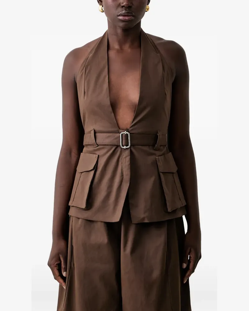 HAVEONE belted halterneck top - Braun Braun