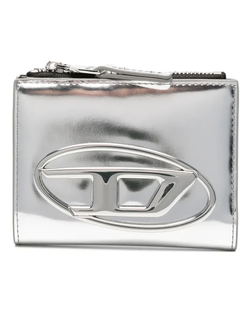 Diesel Oval D Portemonnaie aus Leder - Grau Grau