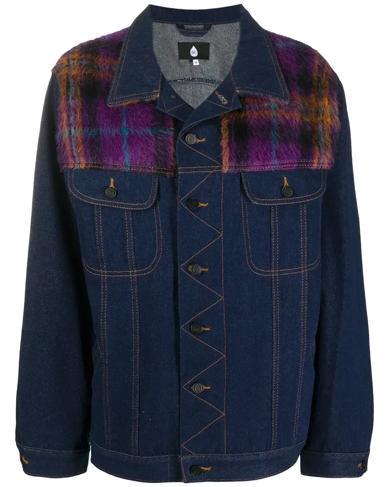 Natasha Zinko Jeansjacke mit Karomuster - Blau Blau