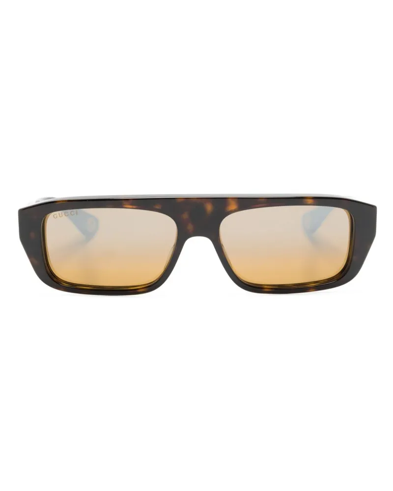 Gucci Eckige Sonnenbrille in Schildpattoptik - Braun Braun