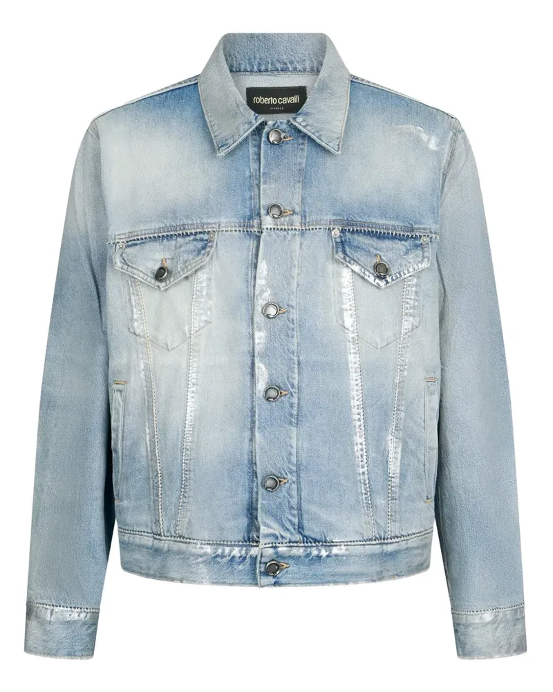 Roberto Cavalli Jeansjacke im Distressed-Look - Blau Blau