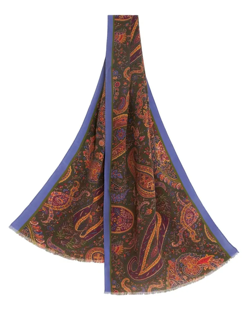 Etro Schal aus Seide mit Paisley-Print - Grün Grün
