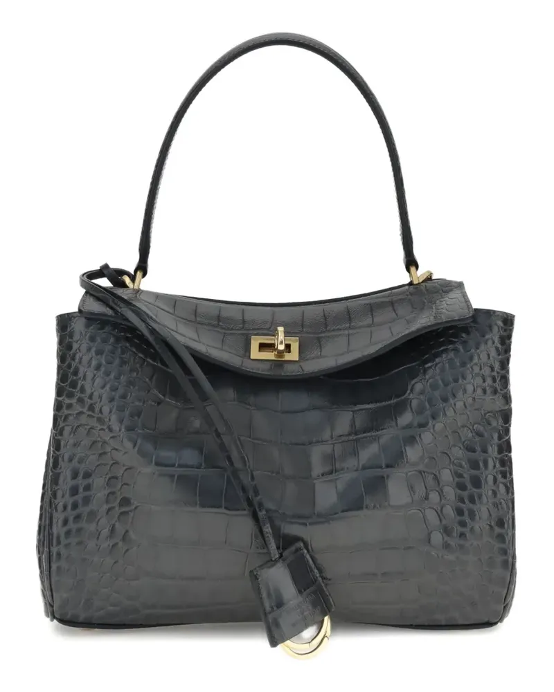 Balenciaga Kleine Rodeo Schultertasche mit Kroko-Effekt - Schwarz Schwarz