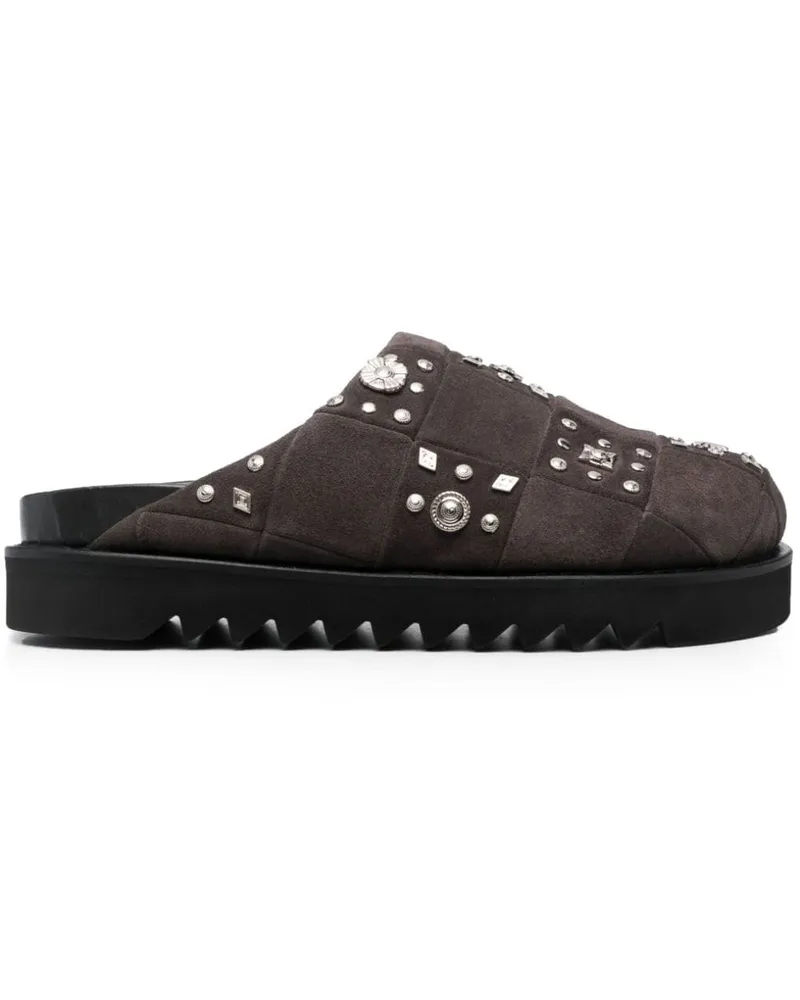 Toga Slipper aus Wildleder mit Nieten - Grau Grau
