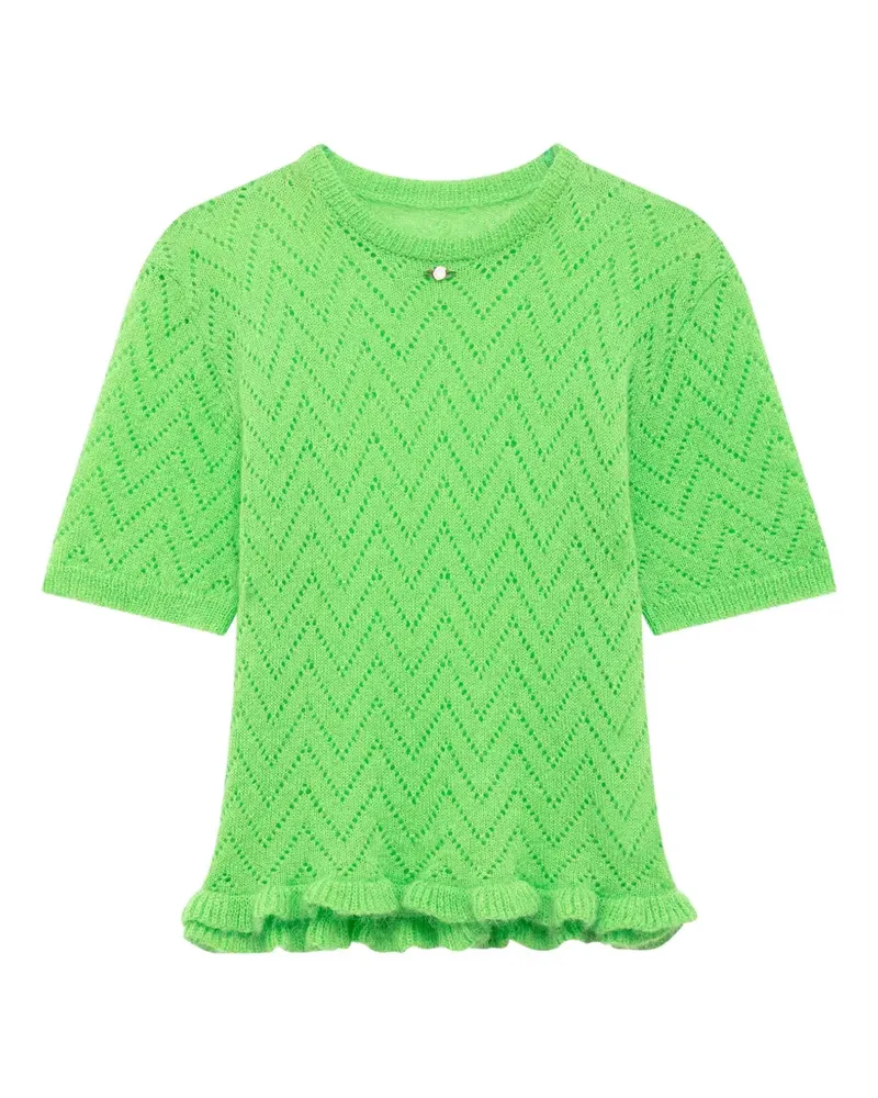 MSGM Gerüschter Pullover mit Zickzackmuster - Grün Grün