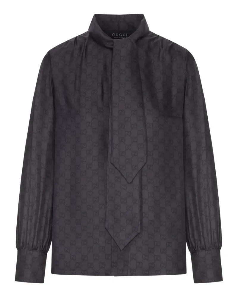 Gucci GG Supreme Bluse mit Schleife - Schwarz Schwarz