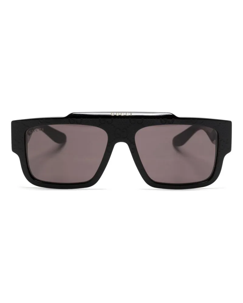 Gucci Eckige Guccissima Sonnenbrille - Schwarz Schwarz