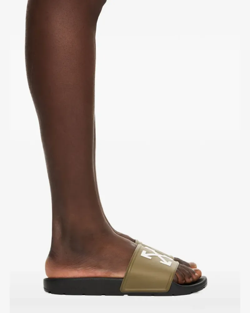 OFF-WHITE Pantoletten mit Logo - Grün Grün