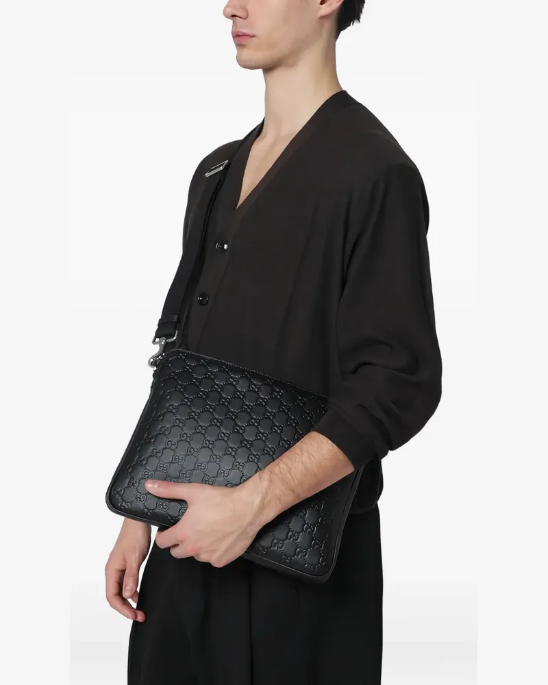 Gucci medium GG-Emblem crossbody bag - Schwarz Schwarz