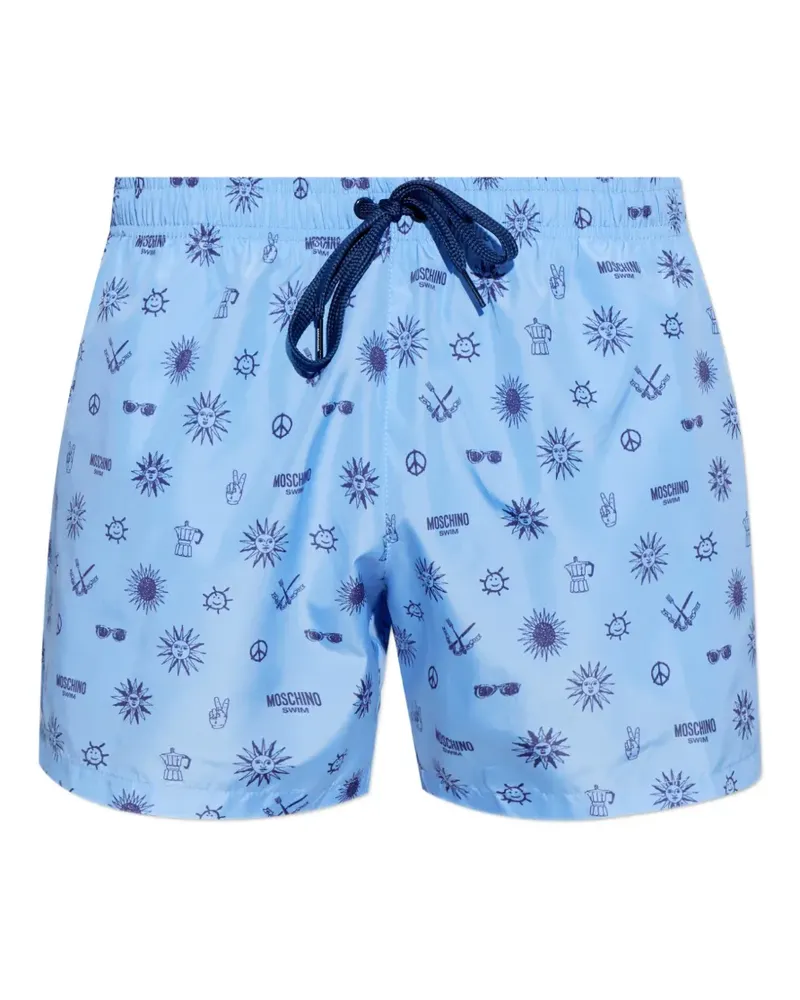 Moschino graphic-print swim shorts - Blau Blau