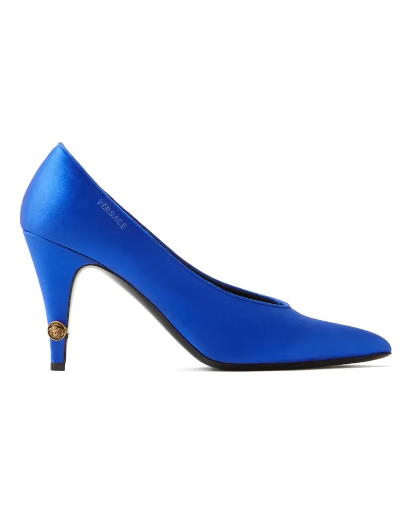 Versace Gianni Pumps aus Satin 90mm - Blau Blau