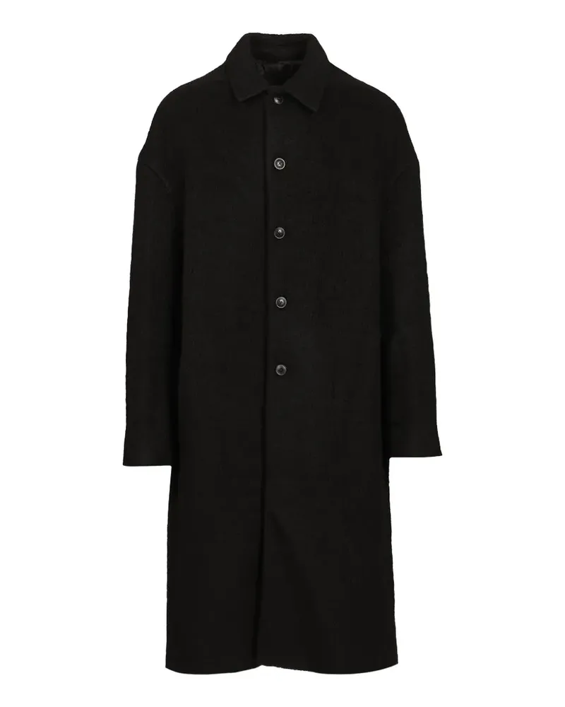 Rick Owens Tower buttoned Brad coat in black boiled wool - Schwarz Schwarz